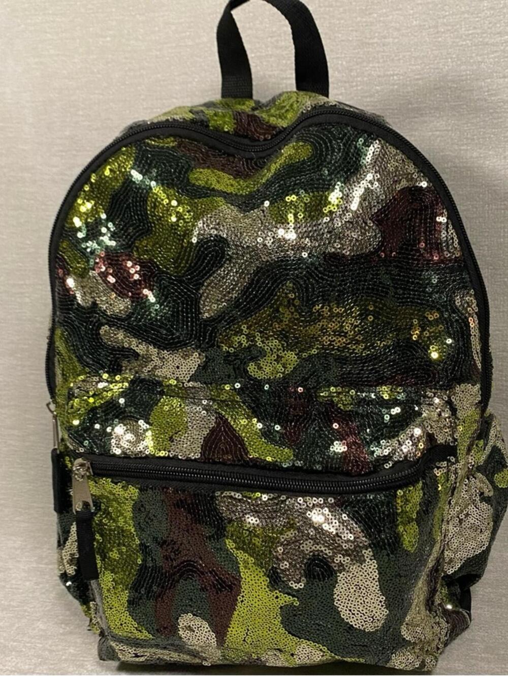Wonder Nation Camo Sequin Backpack Camouflage Sparkle Shiny Bag Bookbag School